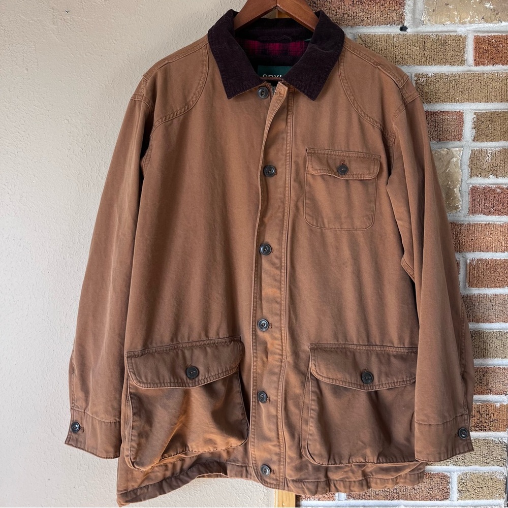 Orvis barn coat men’s large tan brown chore jacket lumberjack flannel corduroy